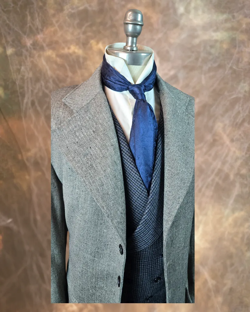 Men's Frock Coat - Pale Grey Herringbone