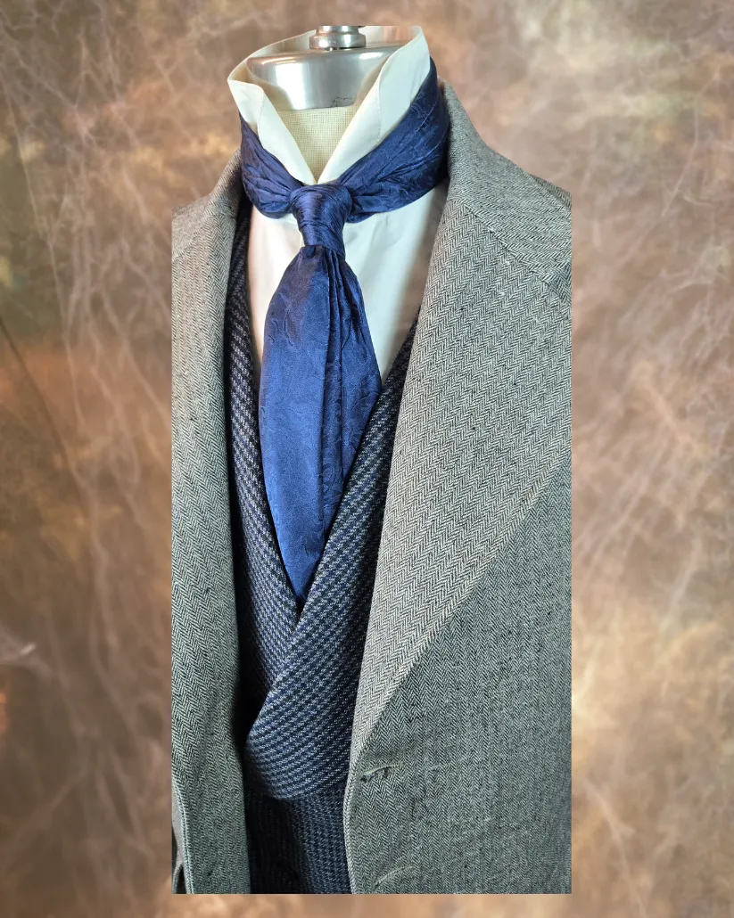 Men's Frock Coat - Pale Grey Herringbone