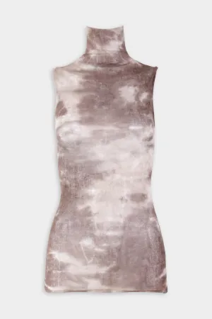 Mesh Sleeveless Turtleneck in Brown Oxid