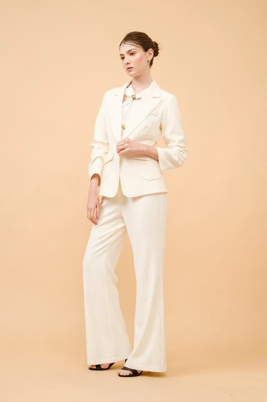 Metal Single Button Tailored Blazer Jacket (2 Color Ways)