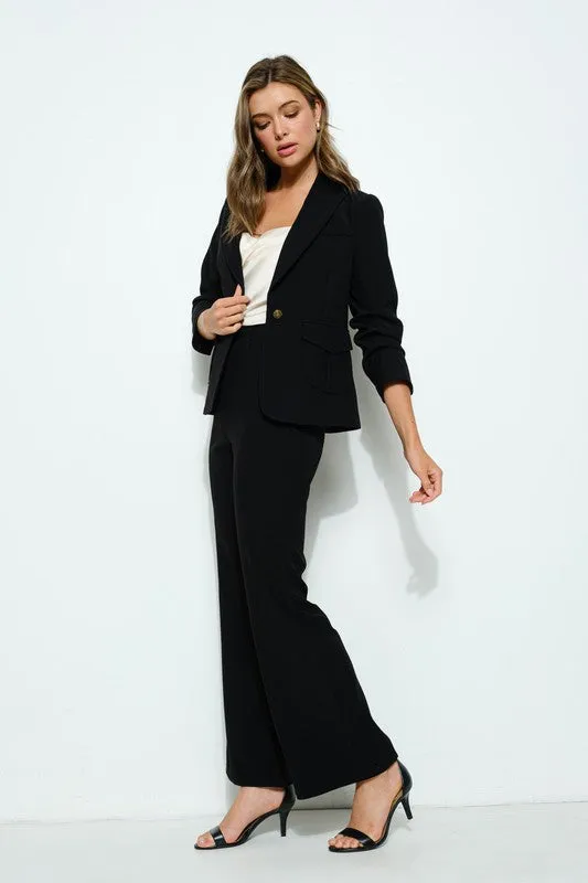 Metal Single Button Tailored Blazer Jacket (2 Color Ways)