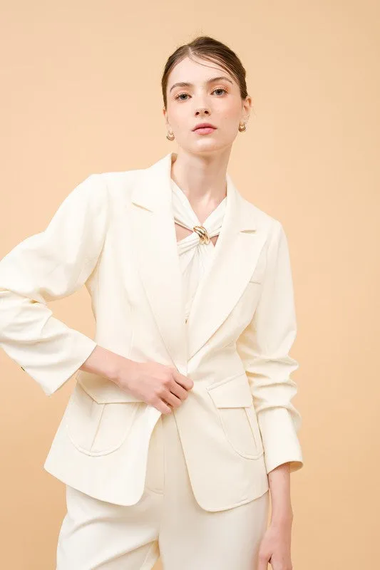 Metal Single Button Tailored Blazer Jacket (2 Color Ways)