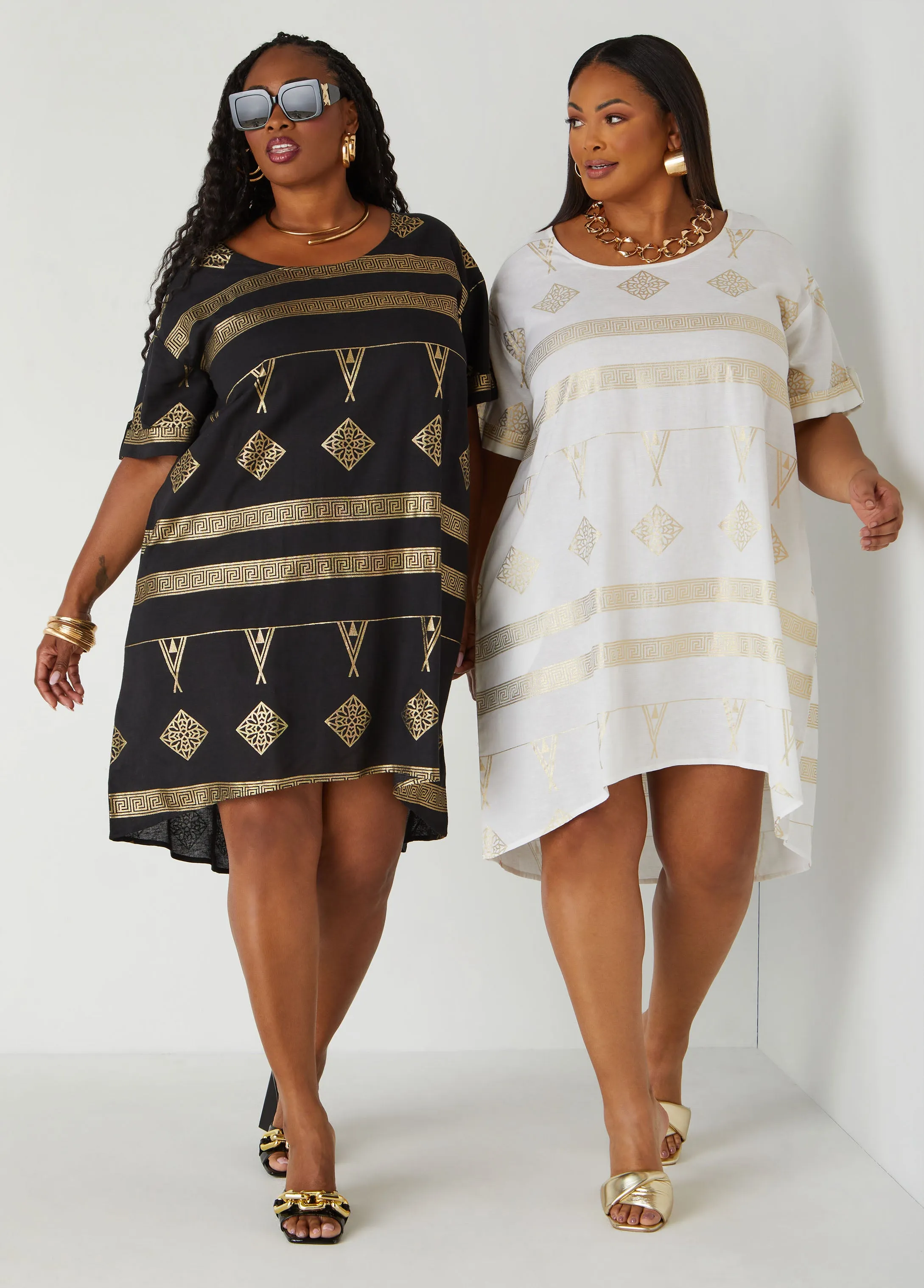 Metallic Print Dress