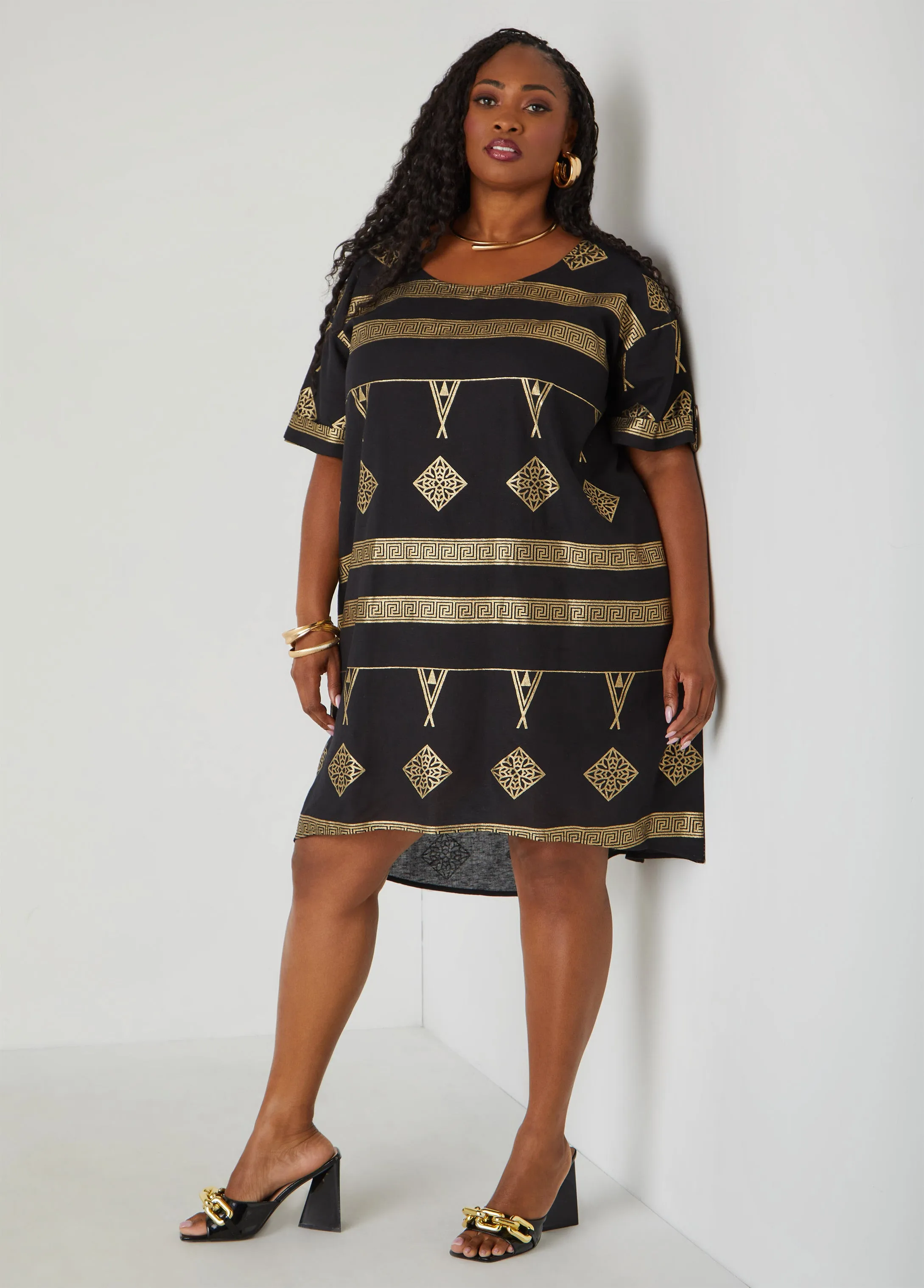 Metallic Print Dress