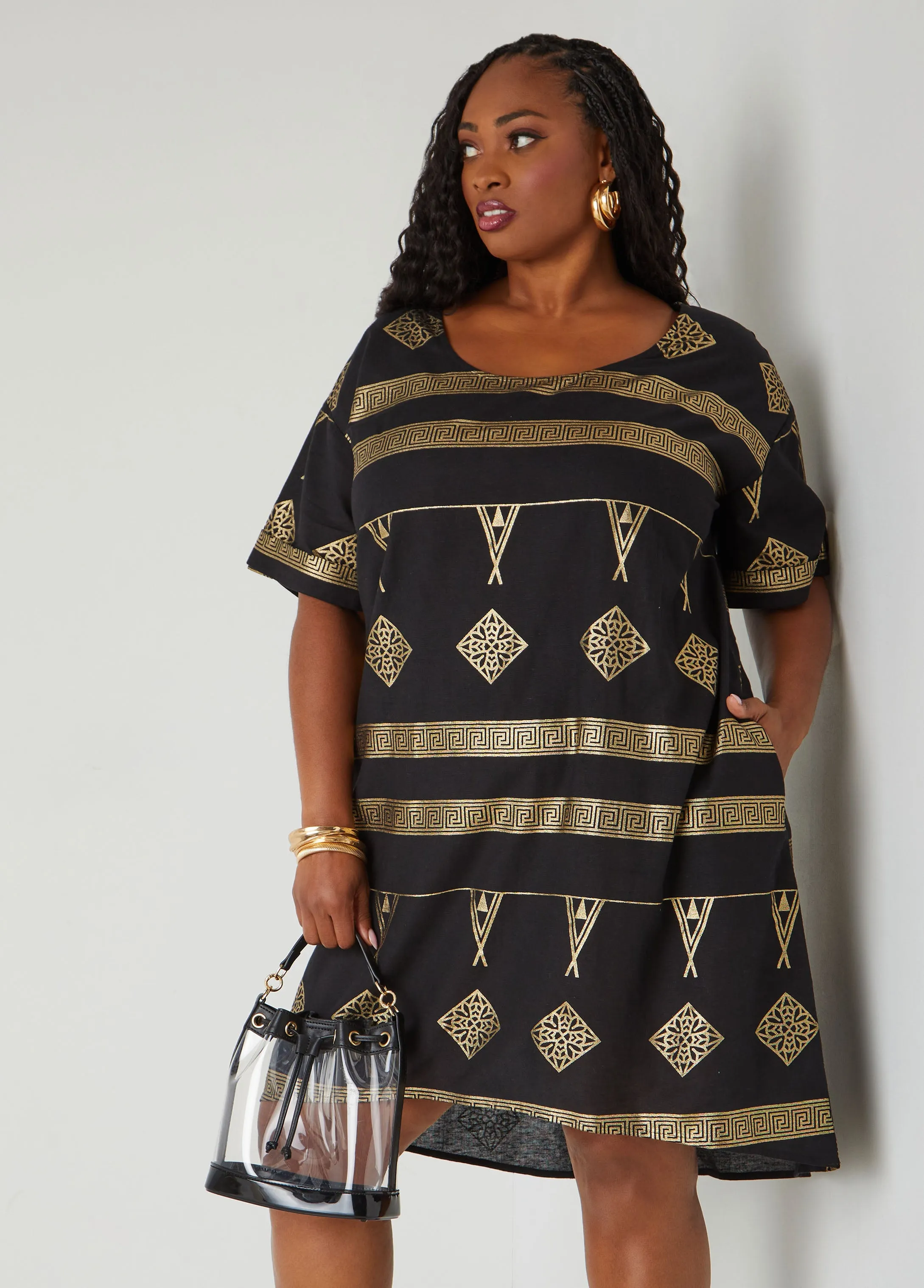 Metallic Print Dress