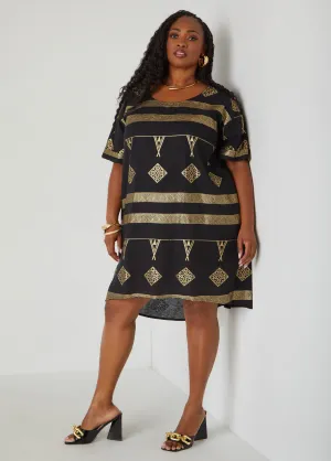Metallic Print Dress