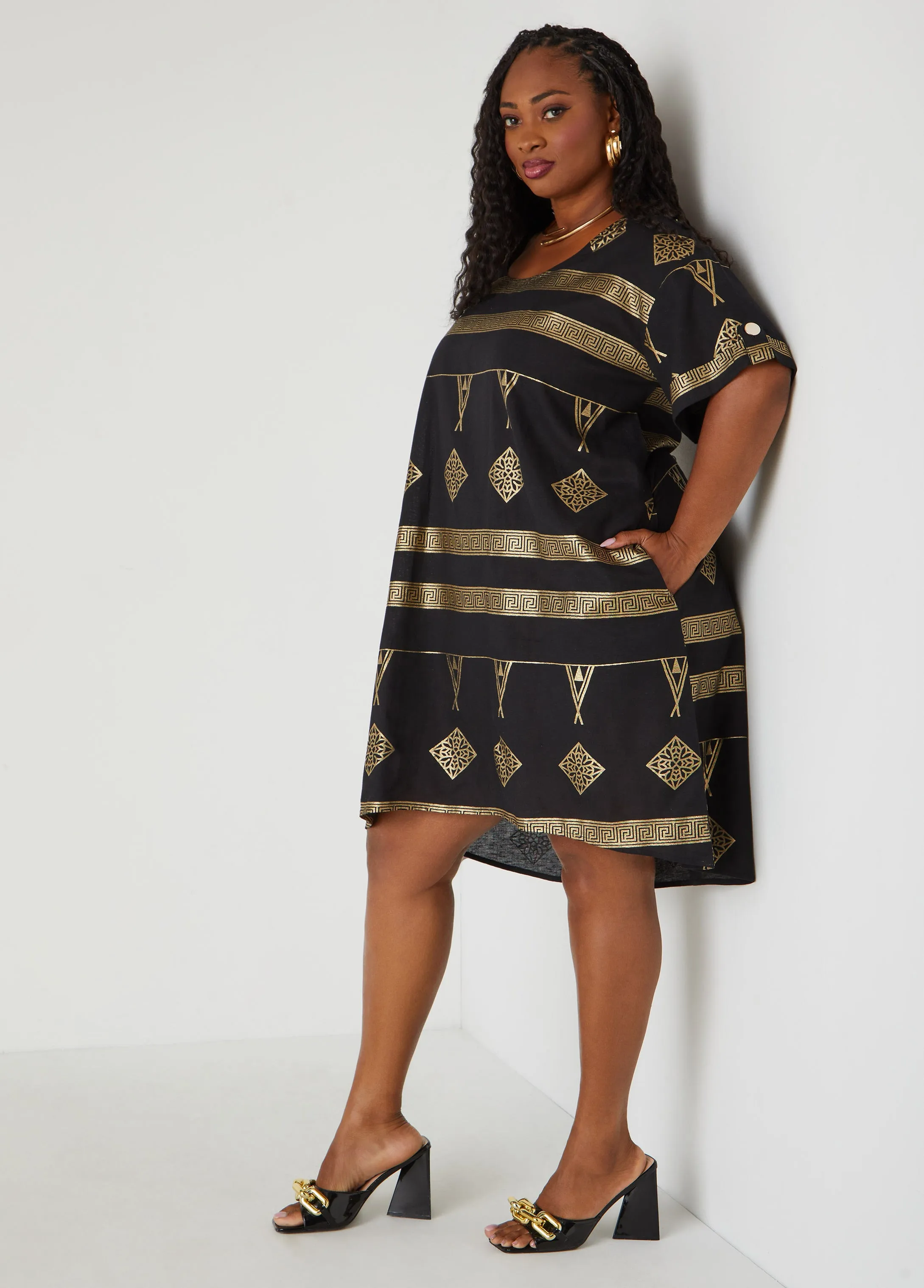 Metallic Print Dress