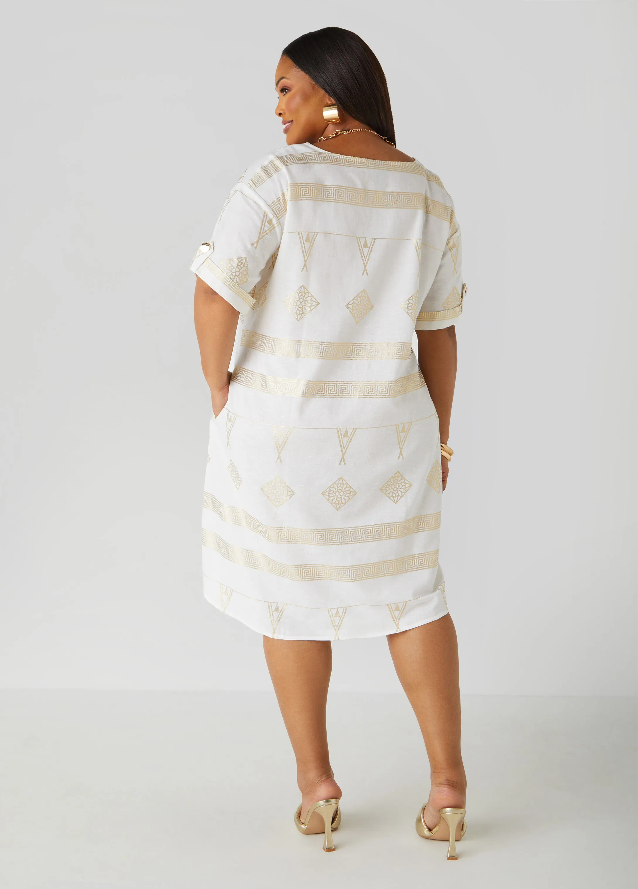Metallic Print Dress