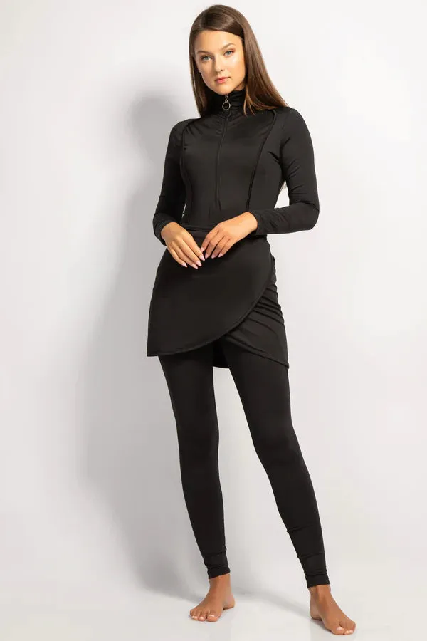 MINERVA SECRETS 4PACK FULL BODY BURKINI ONE PIECE SWIMSUIT WITH BEACH SKIRT AND PANTS AND SWIM CAP