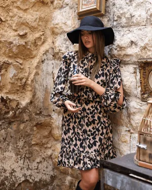 Mini ruffled leopard dress