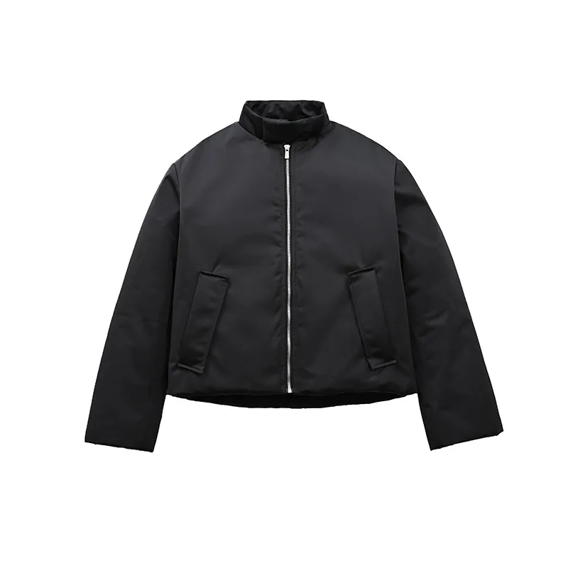 Minimalist Black Zipper Jacket