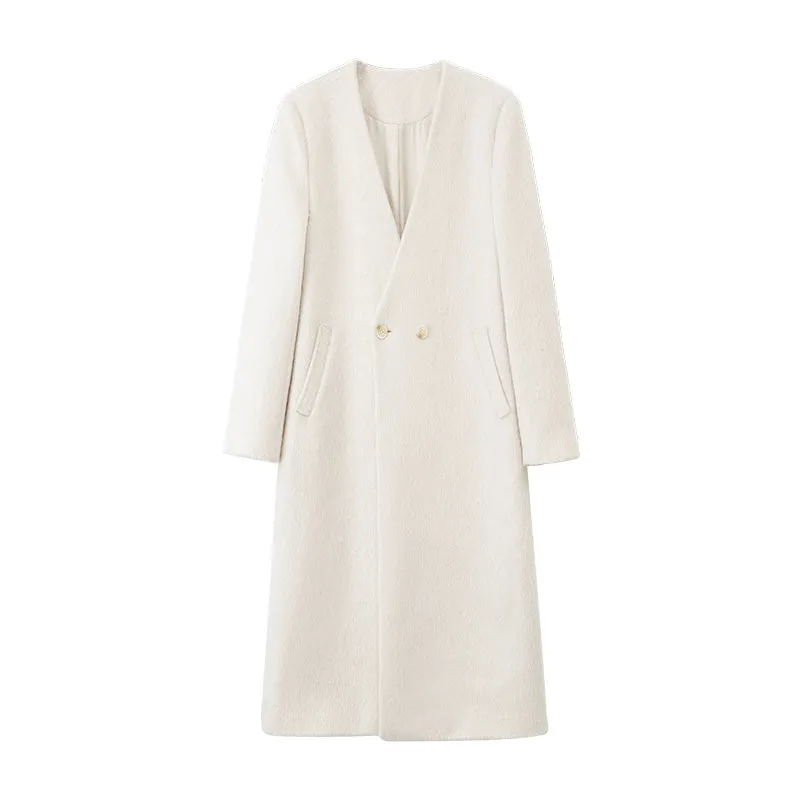 Minimalist Double-Breasted Wool Coat