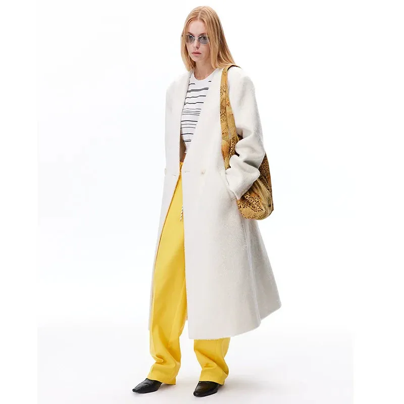 Minimalist Double-Breasted Wool Coat
