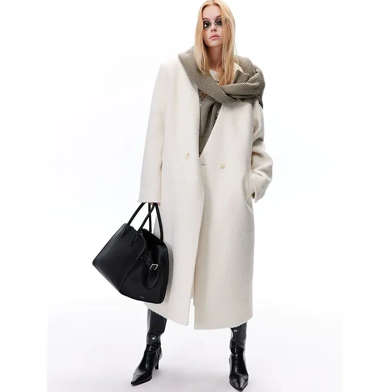 Minimalist Double-Breasted Wool Coat