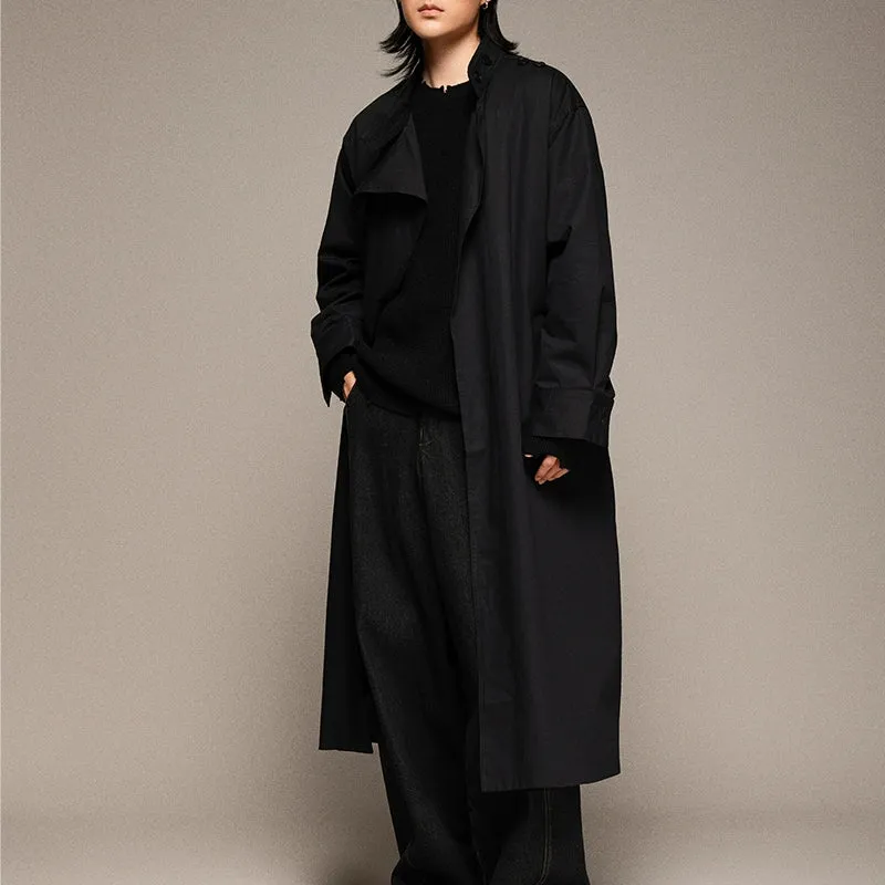 Minimalist Stand Collar Trench Coat