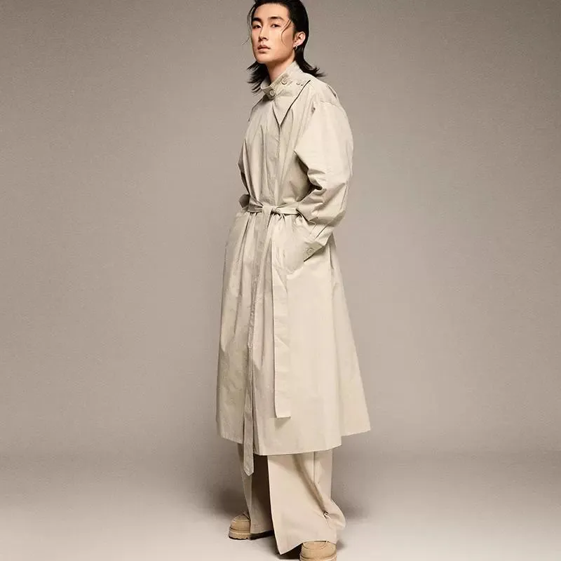 Minimalist Stand Collar Trench Coat