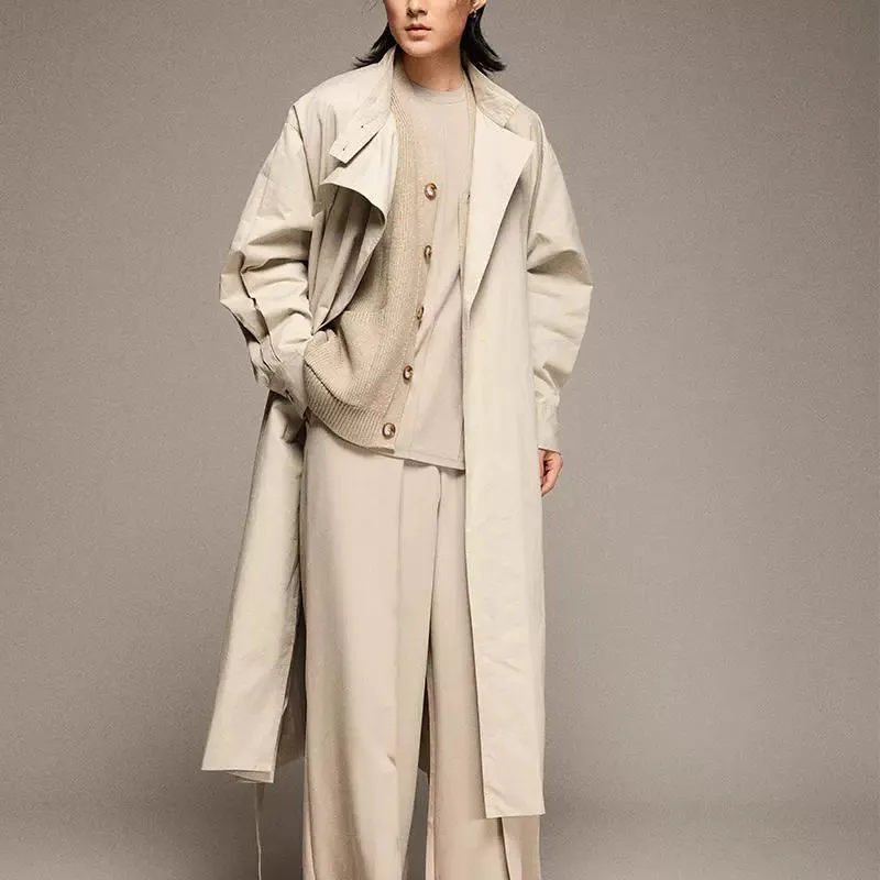 Minimalist Stand Collar Trench Coat