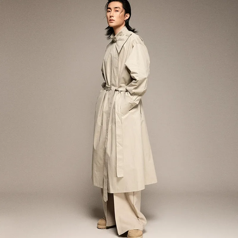 Minimalist Stand Collar Trench Coat
