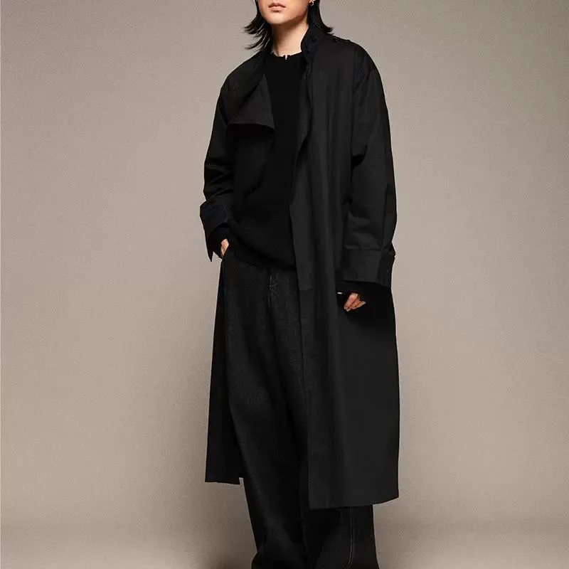 Minimalist Stand Collar Trench Coat