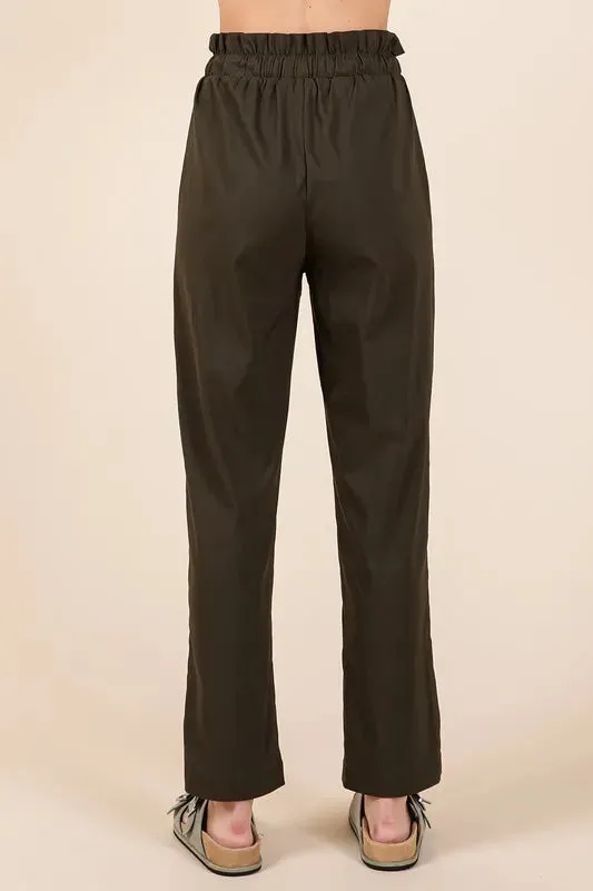 Mittoshop Paperbag Waist Tapered Straight Pants for Women