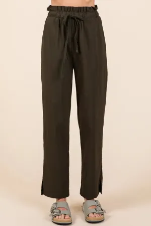 Mittoshop Paperbag Waist Tapered Straight Pants for Women