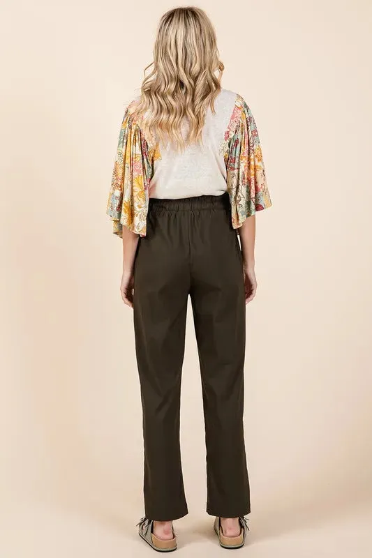 Mittoshop Paperbag Waist Tapered Straight Pants for Women