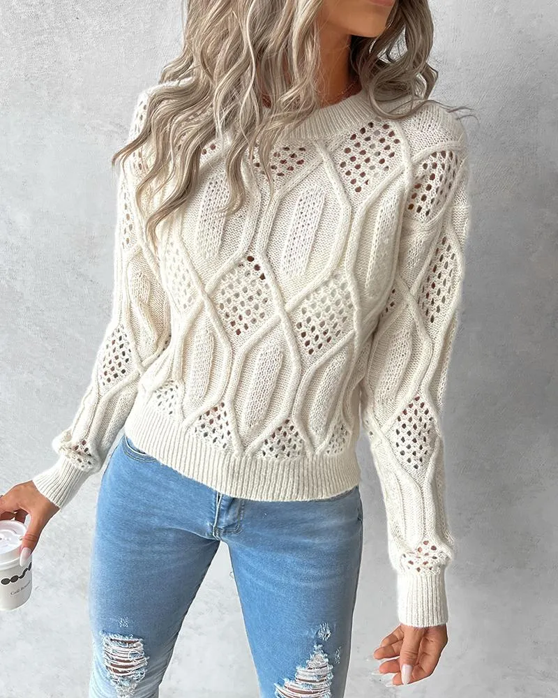 Mock Neck Hollow out Knit Sweater