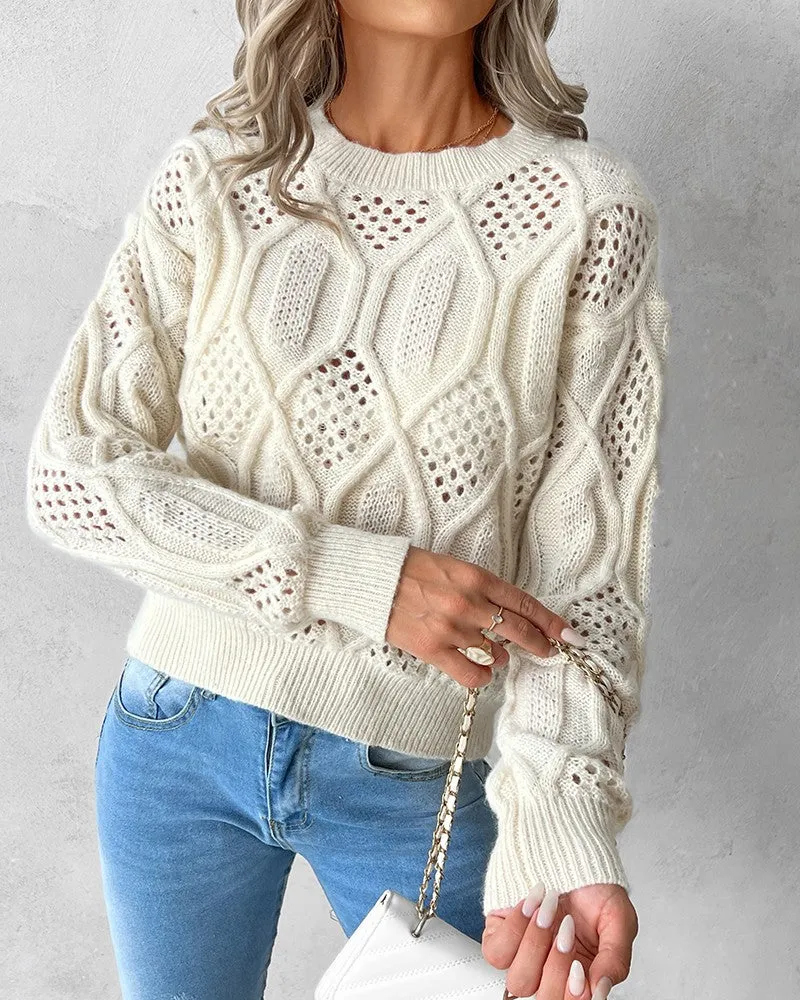 Mock Neck Hollow out Knit Sweater