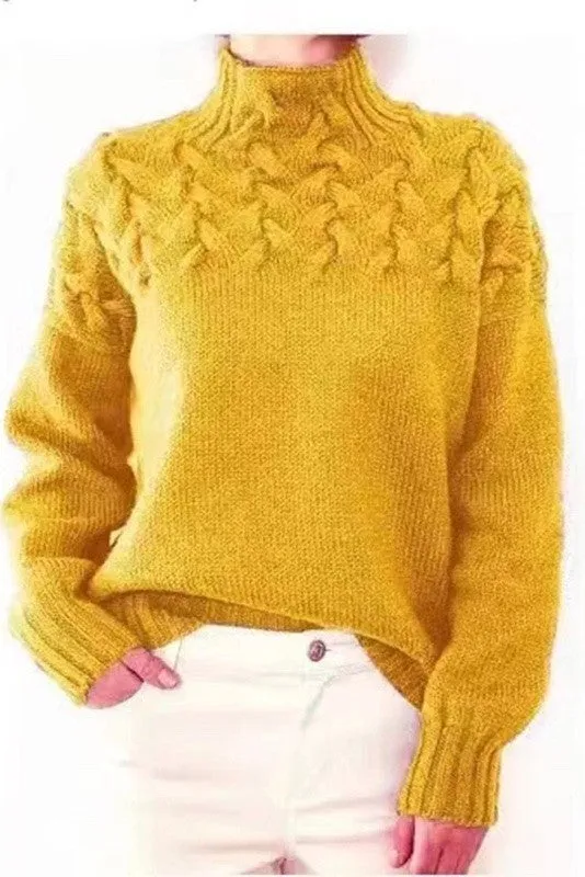 Mock neck knit sweater
