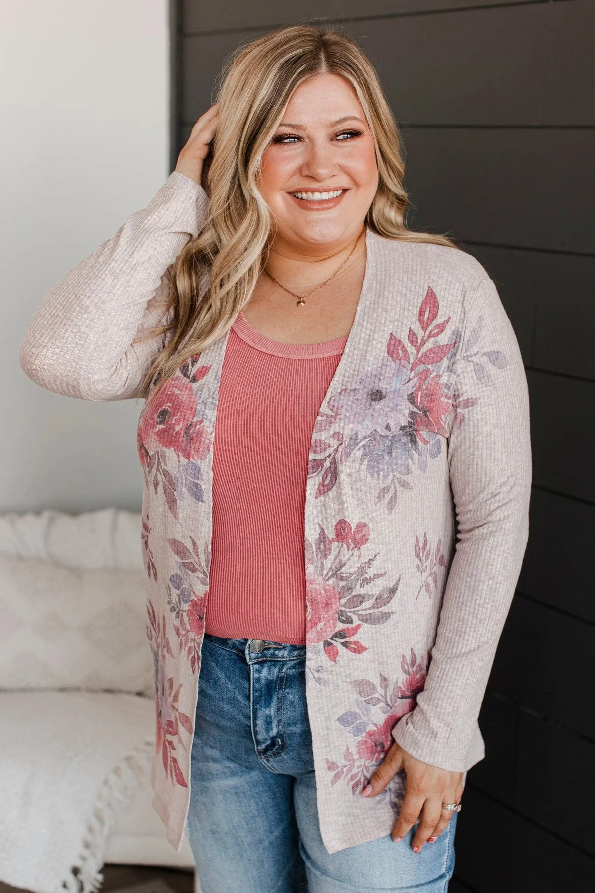 Moments Of Perfection Floral Cardigan- Dusty Lavender