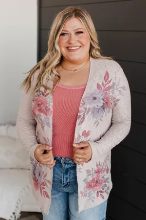 Moments Of Perfection Floral Cardigan- Dusty Lavender