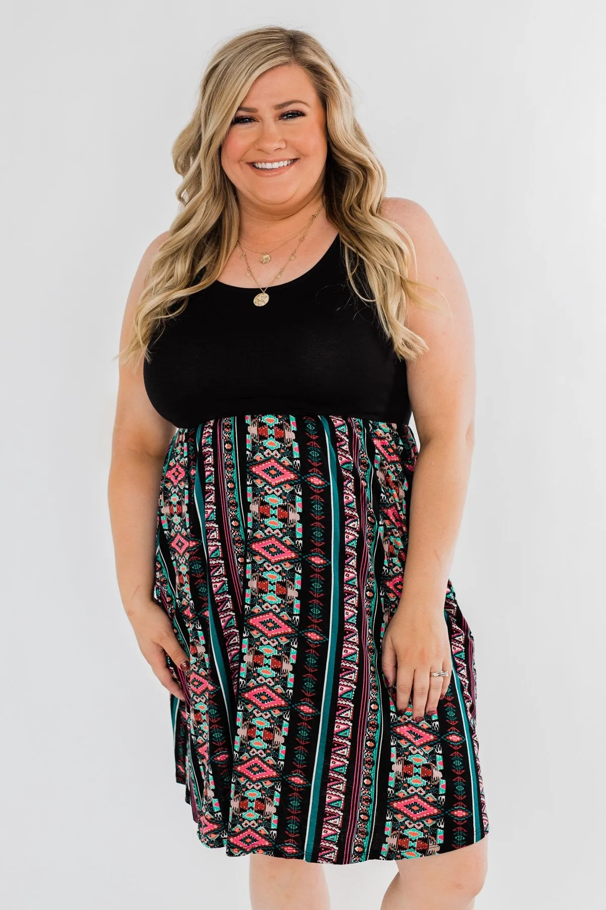 More Of You Aztec Dress- Black