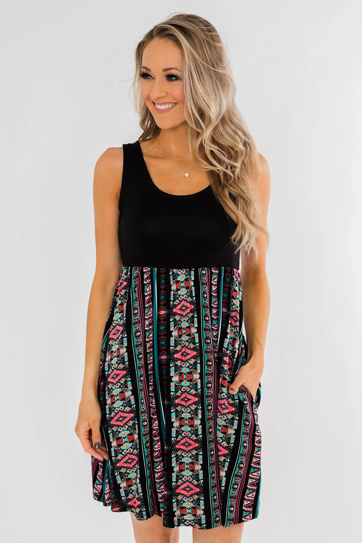 More Of You Aztec Dress- Black