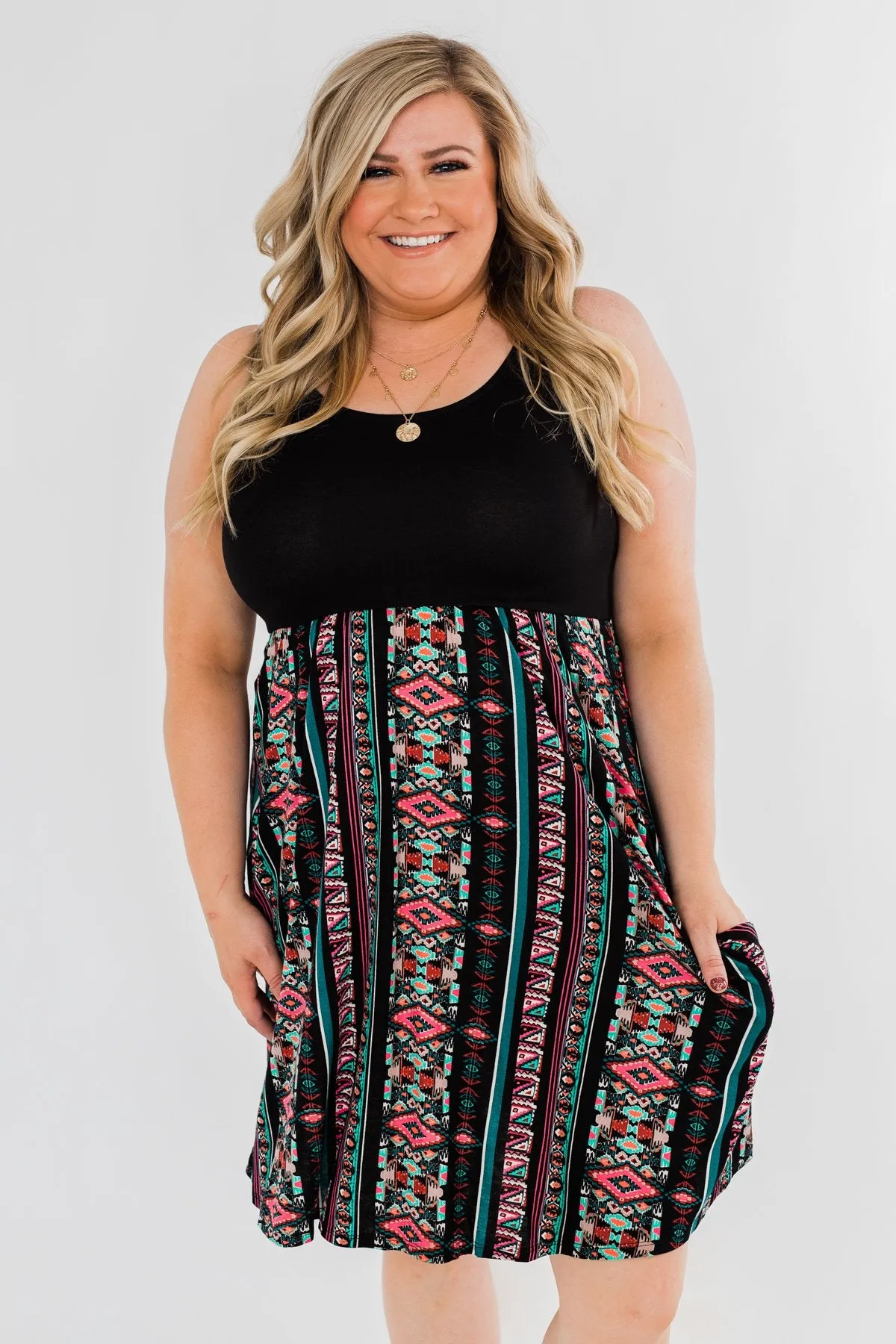 More Of You Aztec Dress- Black