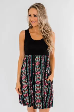 More Of You Aztec Dress- Black