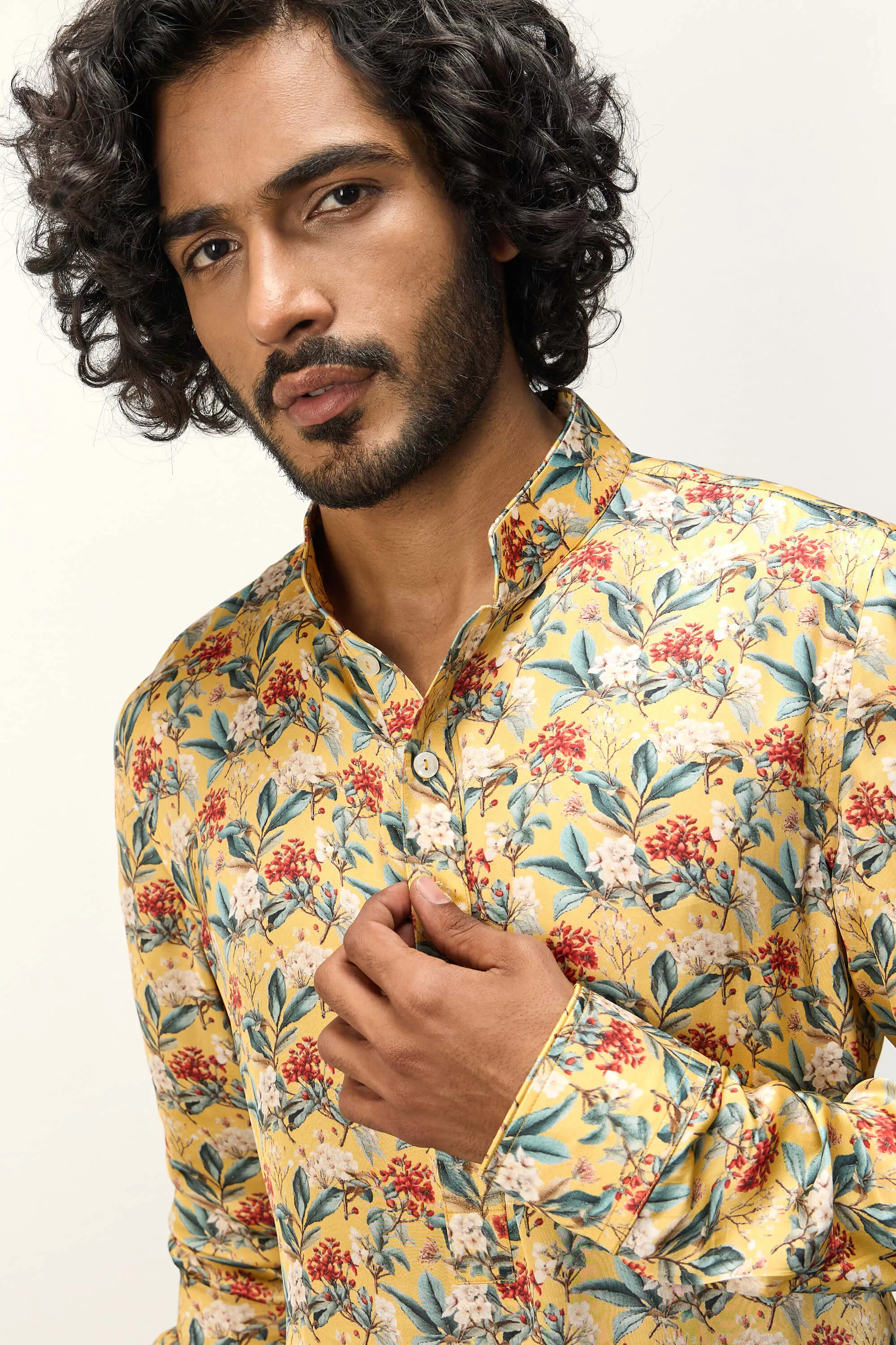 Mustard scarlet sage mustard kurta and pants