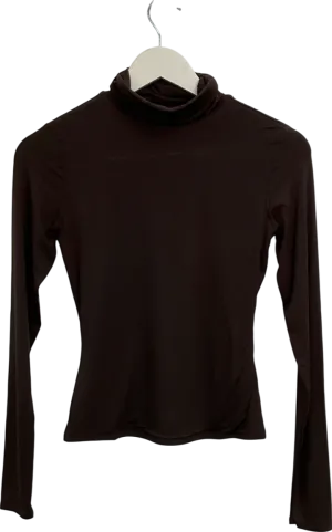 Naked Wardrobe Brown Smooth Turtleneck Longsleeve Top UK S