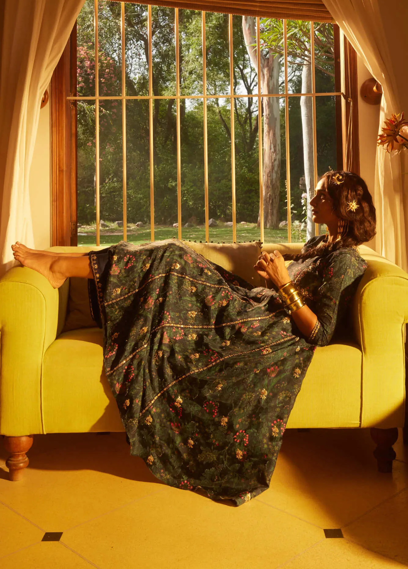 Navy blue printed kurta and pants
