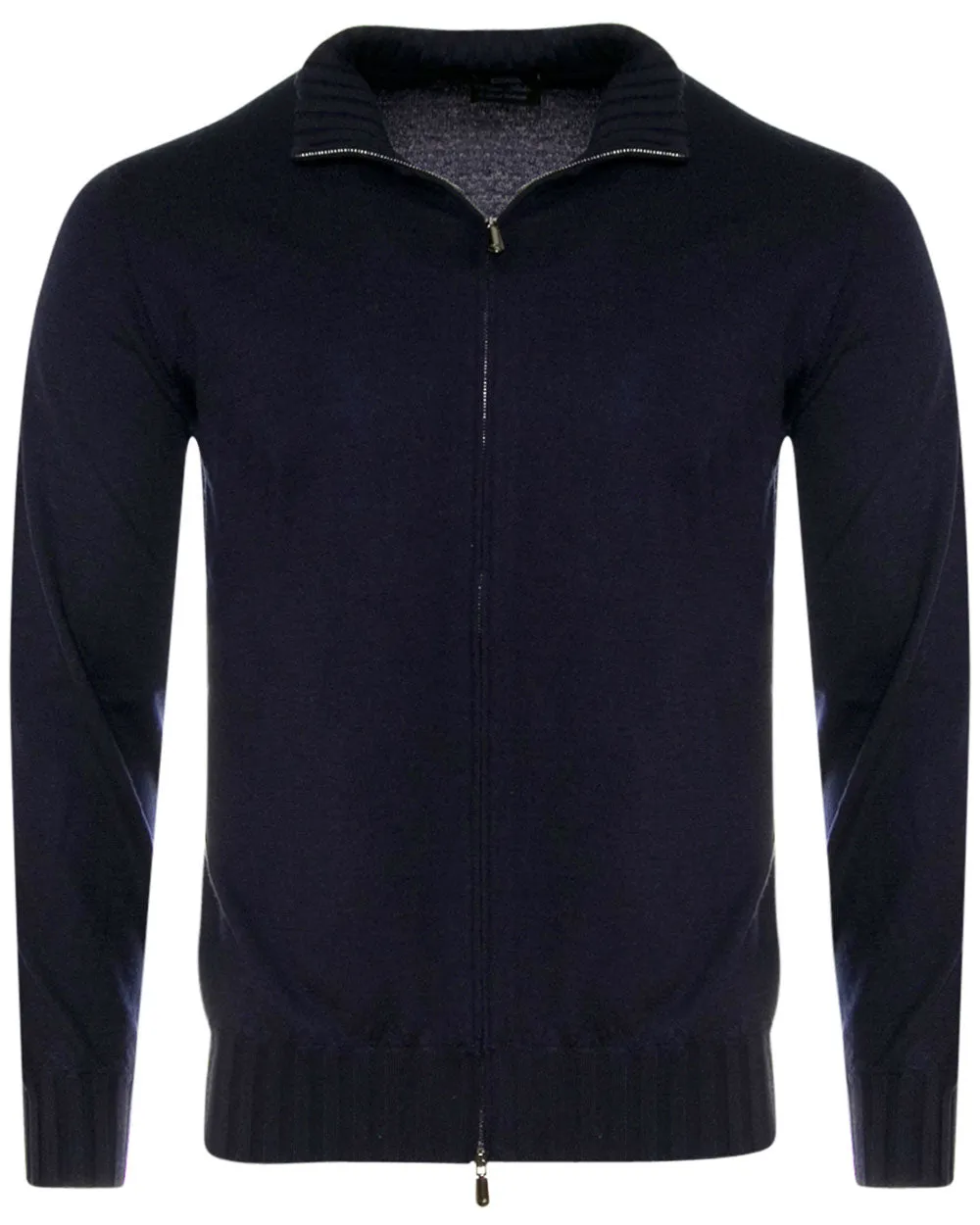 Navy Cashmere Full Zip Sweater