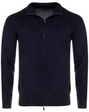Navy Cashmere Full Zip Sweater