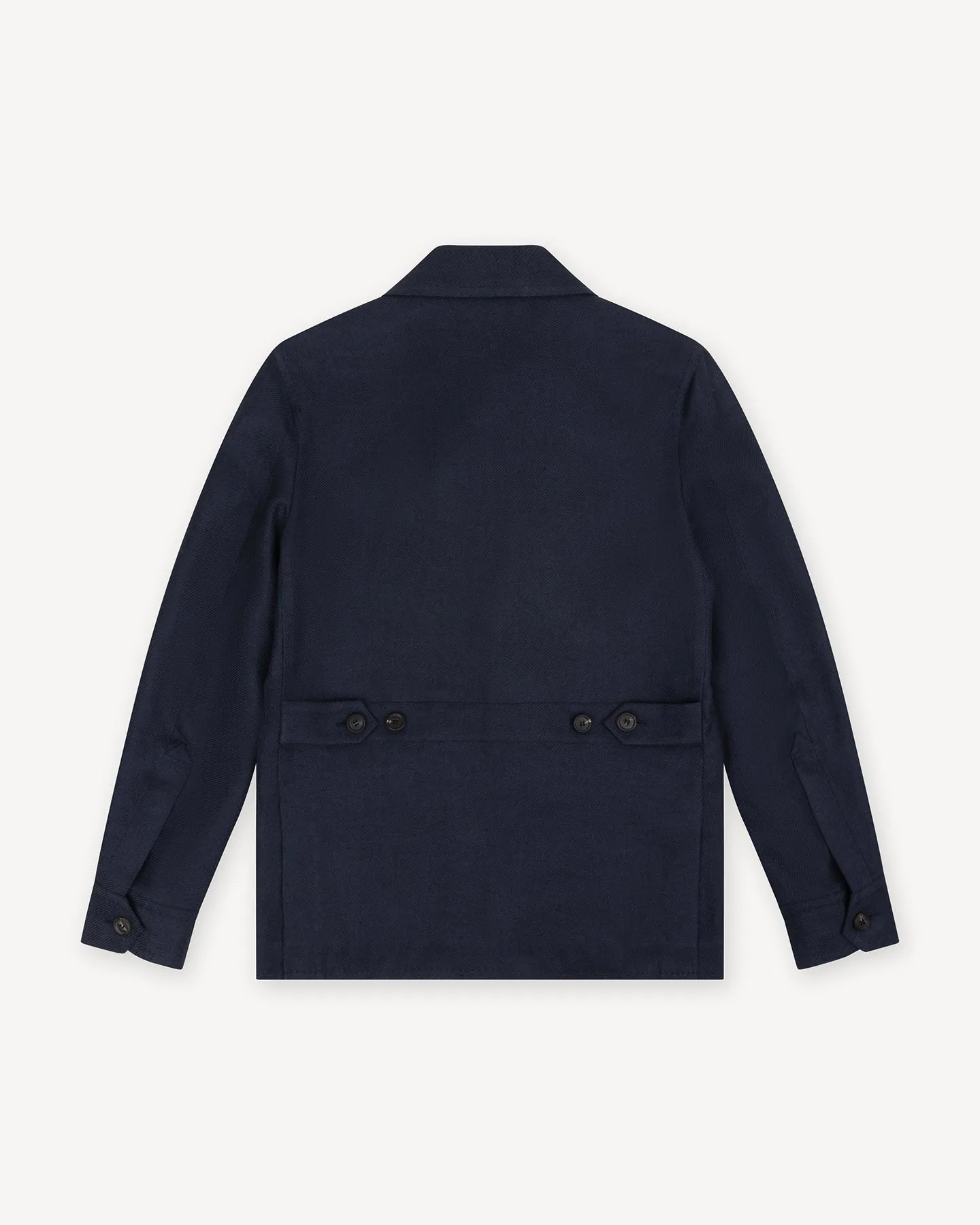 Navy Linen Silk Cotton Safari Jacket