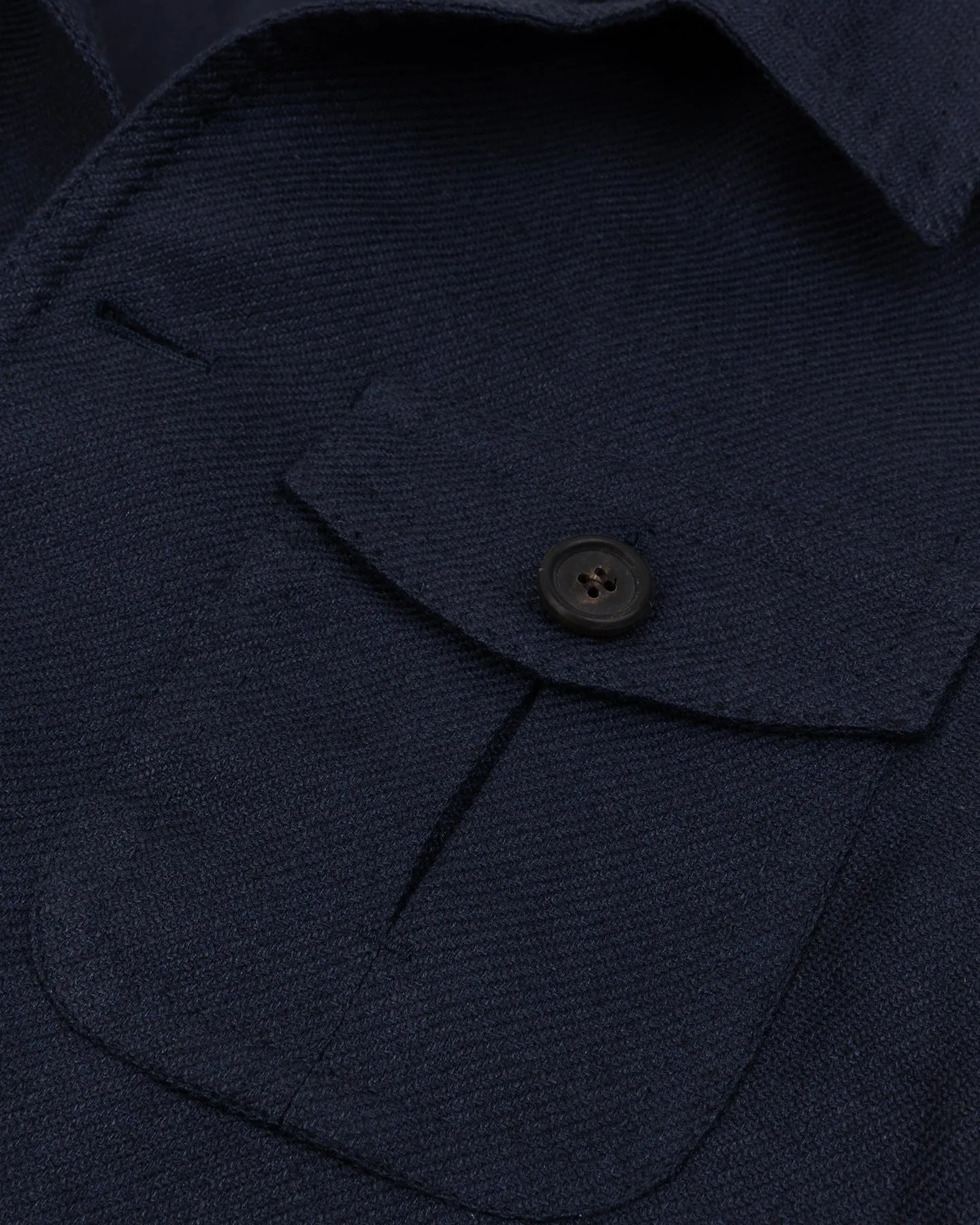 Navy Linen Silk Cotton Safari Jacket