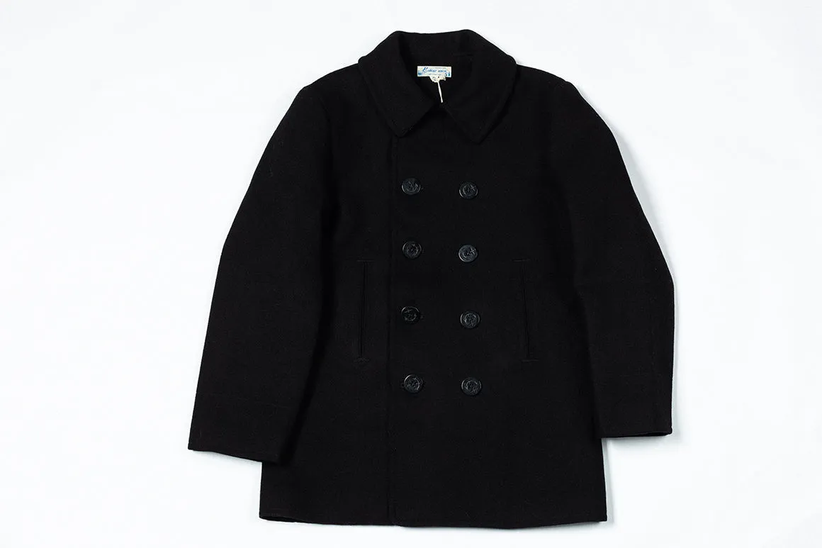 Navy Wool Double-Breasted Coat