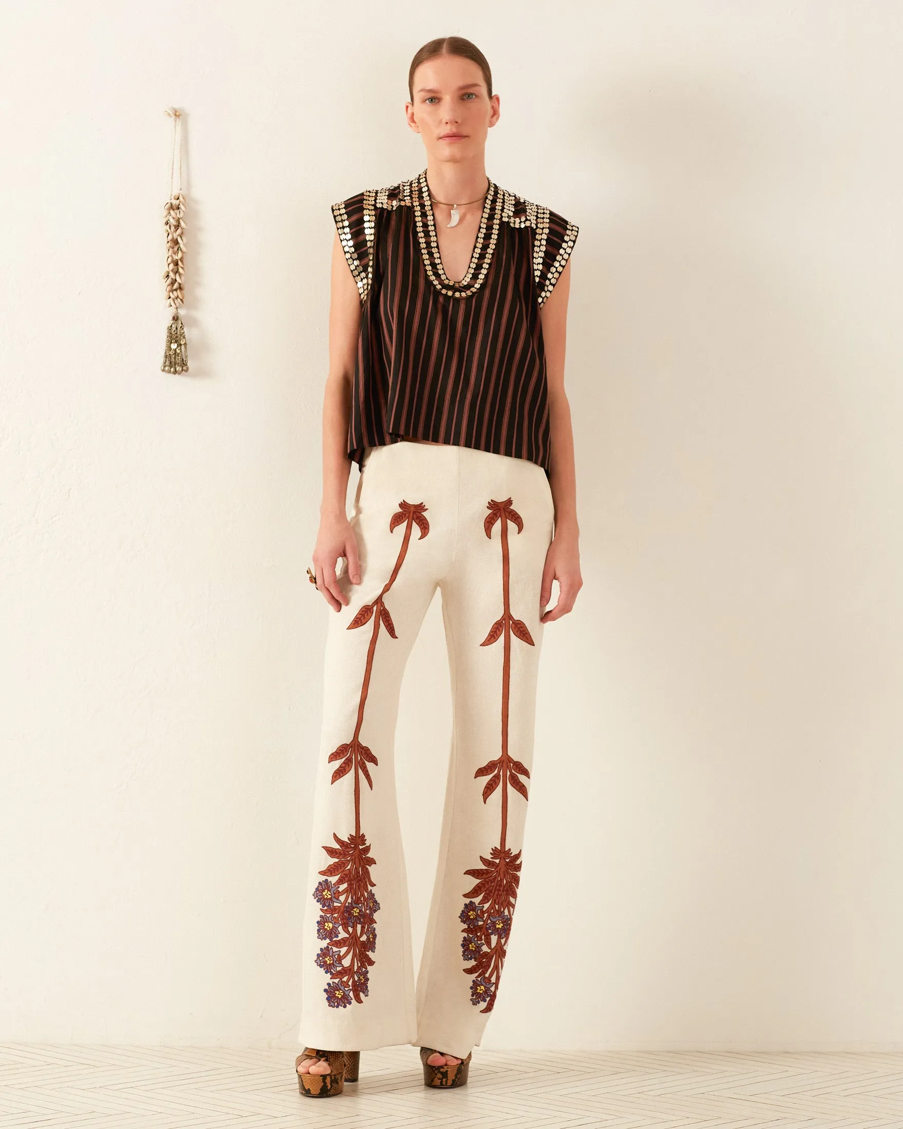 Nehru Clove Stripe Coin Top