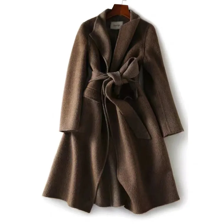New winter ladies  high quality long cashmere wool coat