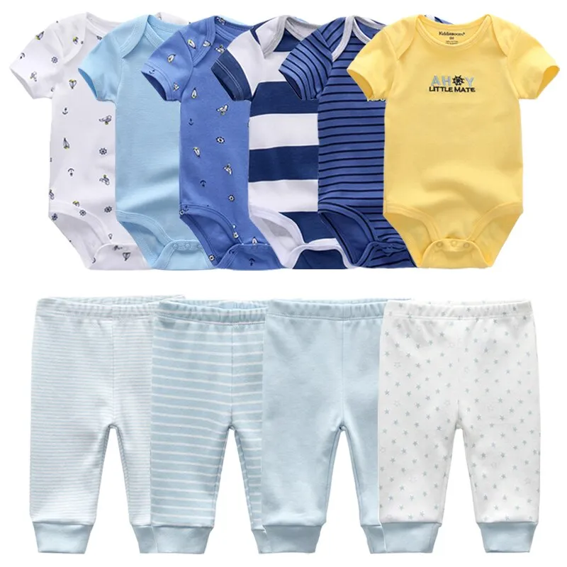 Newborn 6-Piece Bodysuit 4-Piece Pants Sets Baby Toddler Girl Suit Infant Pajama Pure Cotton Sets