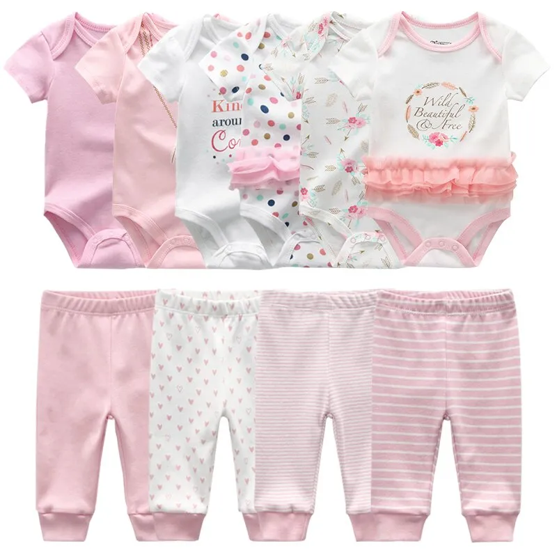 Newborn 6-Piece Bodysuit 4-Piece Pants Sets Baby Toddler Girl Suit Infant Pajama Pure Cotton Sets
