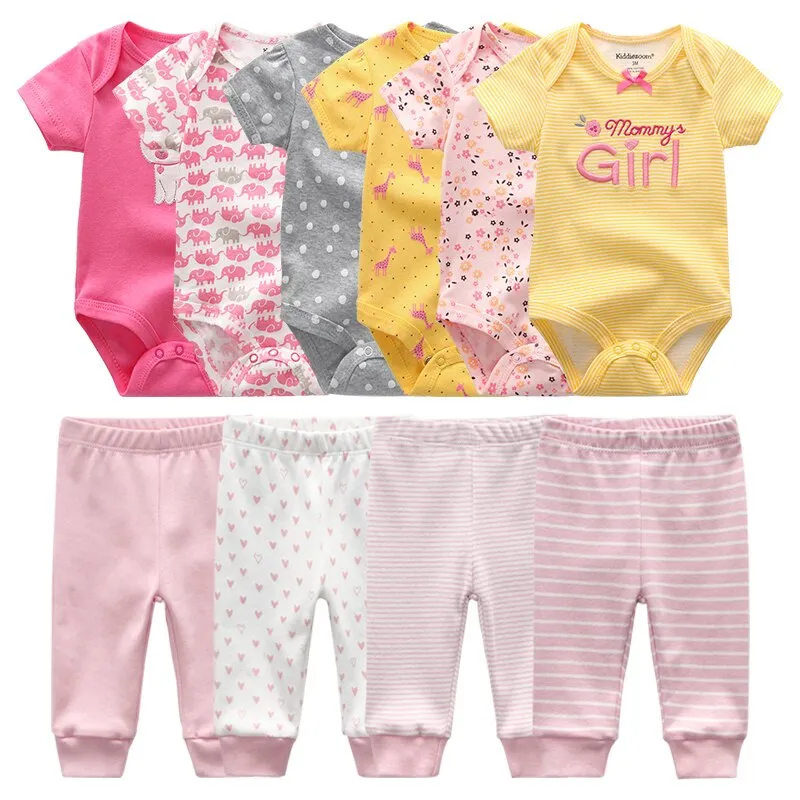 Newborn 6-Piece Bodysuit 4-Piece Pants Sets Baby Toddler Girl Suit Infant Pajama Pure Cotton Sets