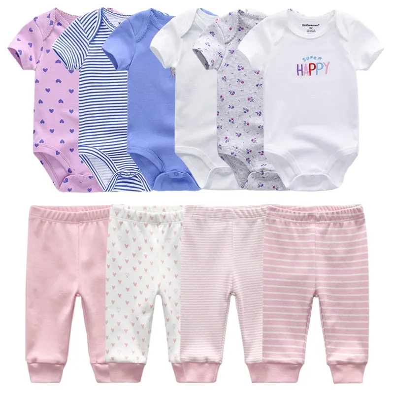 Newborn 6-Piece Bodysuit 4-Piece Pants Sets Baby Toddler Girl Suit Infant Pajama Pure Cotton Sets