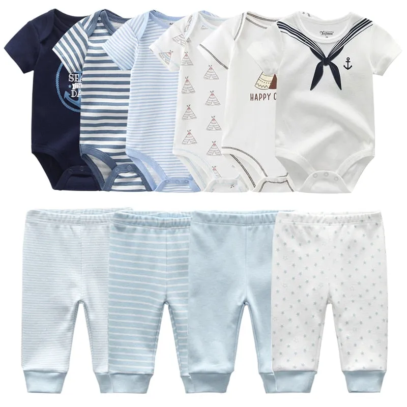 Newborn 6-Piece Bodysuit 4-Piece Pants Sets Baby Toddler Girl Suit Infant Pajama Pure Cotton Sets